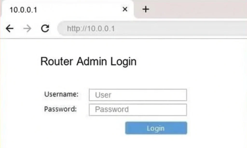 Steps to log in 10.0.0.1